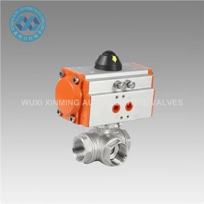High Quality Stainless Steel Pneumatic Three-way Ball Valve