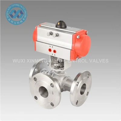 Pneumatic Actuated Three-Way Stainless Steel Ball Valve