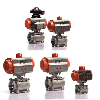 Pneumatic Actuator Internal Thread Stainless Steel 316 3pcs Pneumatic Bi-directional Ball Valve