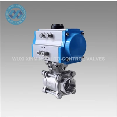 Pneumatic threaded ball valve
